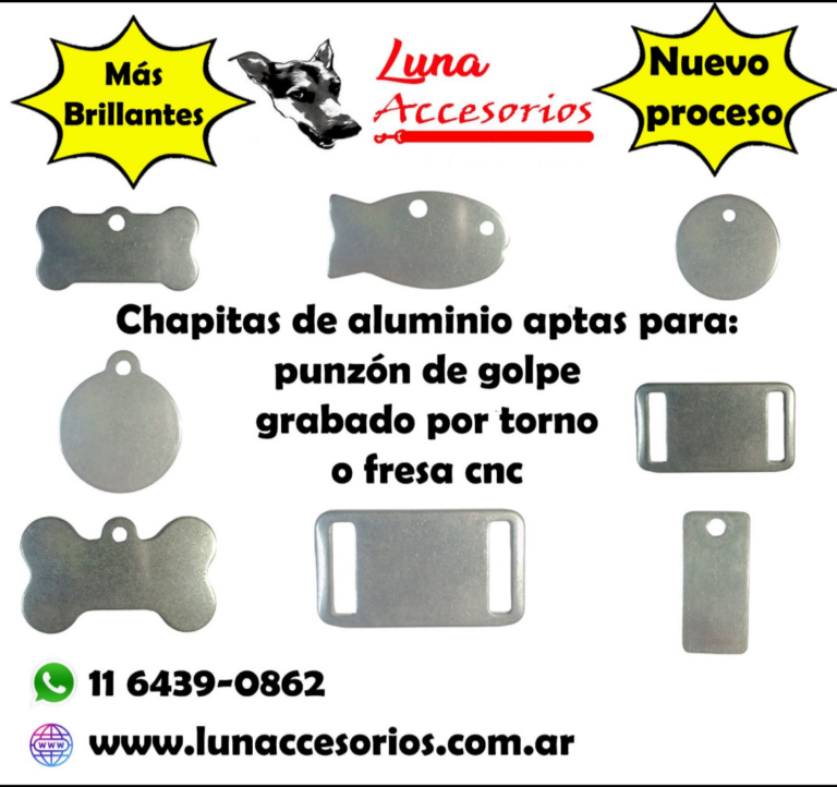 placas identificatorais para mascotas de aluminio sin grabar